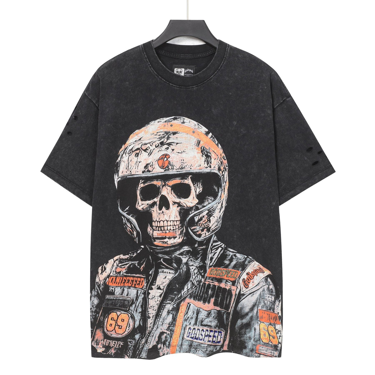 Godspeed Distressed Rhinestone Graphic T-Shirt