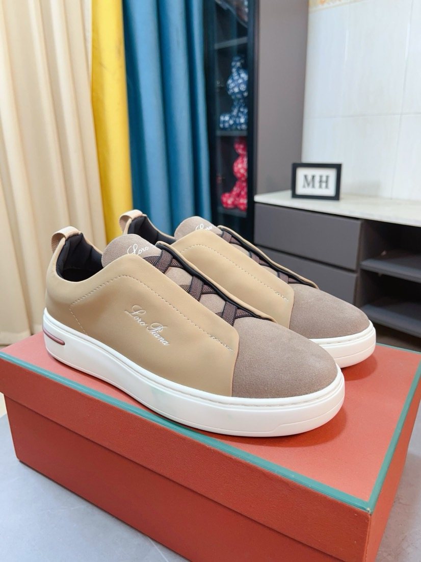 Loro Piana Contrast-Toe Low-Top Sneakers
